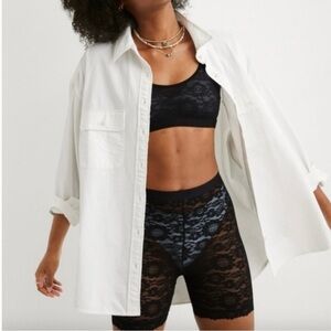 Aerie Anytime Fave Oversized White Button Down Shirt